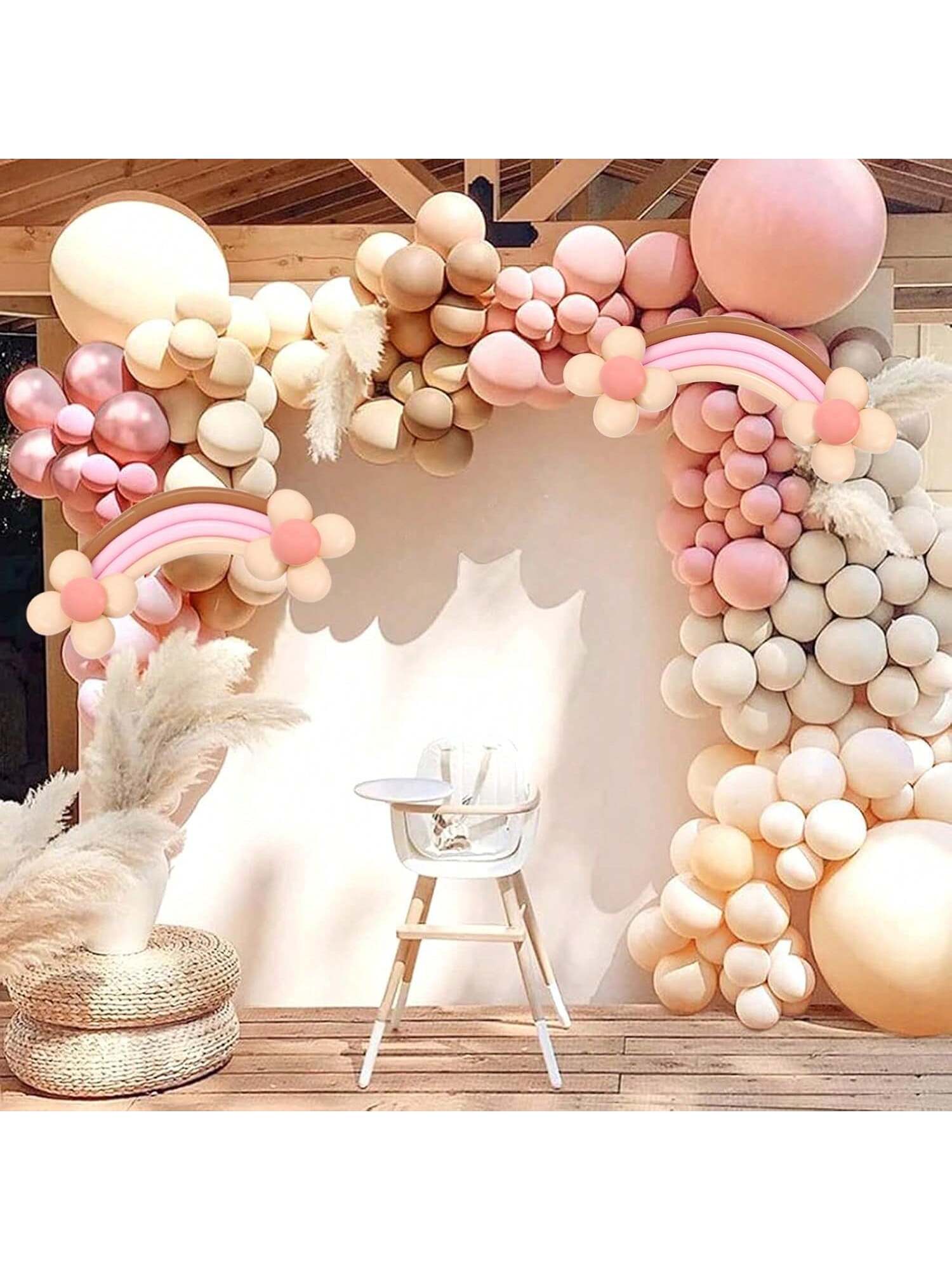 Boho Balloon Garland Kit In Blush & Nude Colors For  Shower & Rainbow Themed Birthday