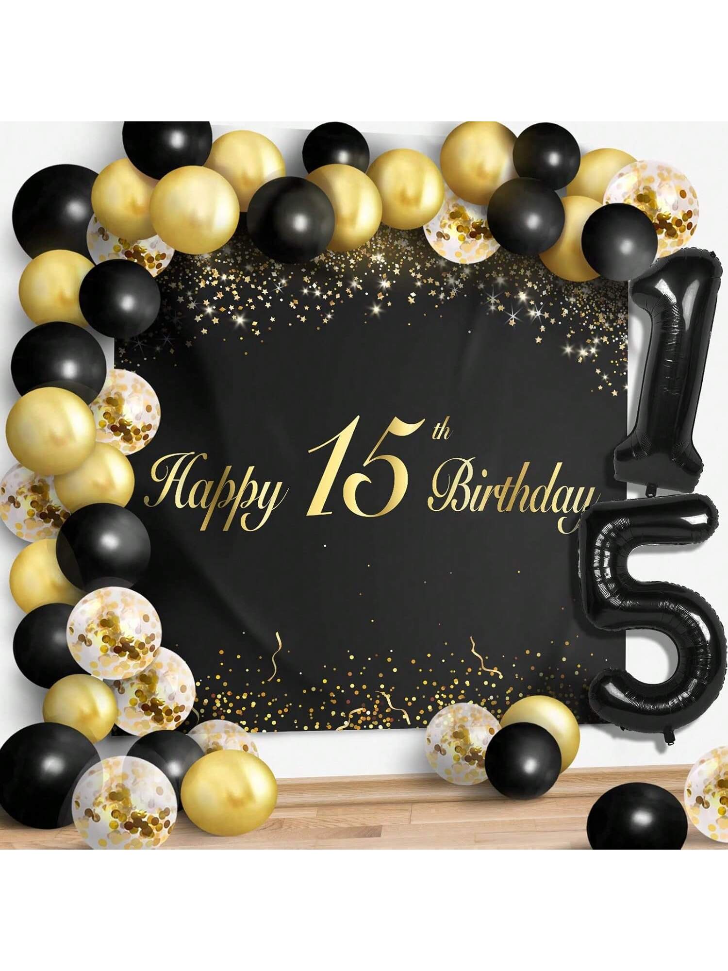 Cheers to 15th Birthday Balloons Garland Banner Party Decorations