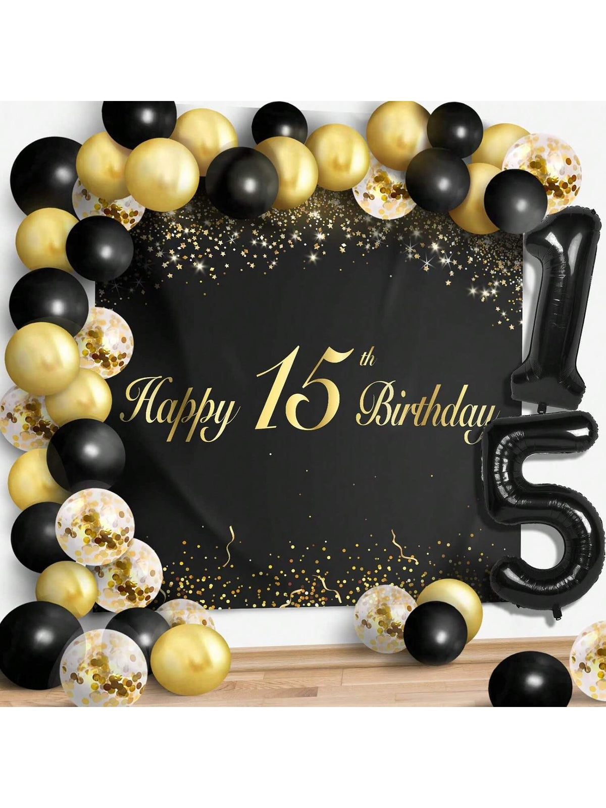 Cheers to 15th Birthday Balloons Garland Banner Party Decorations