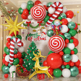 Christmas Balloon Garland Arch Kit Red White Green Candy Santa Foil Decor