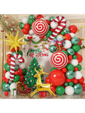 Christmas Balloon Garland Arch Kit Red White Green Candy Santa Foil Decor