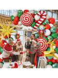 Christmas Balloon Garland Arch Kit Red White Green Candy Santa Foil Decor