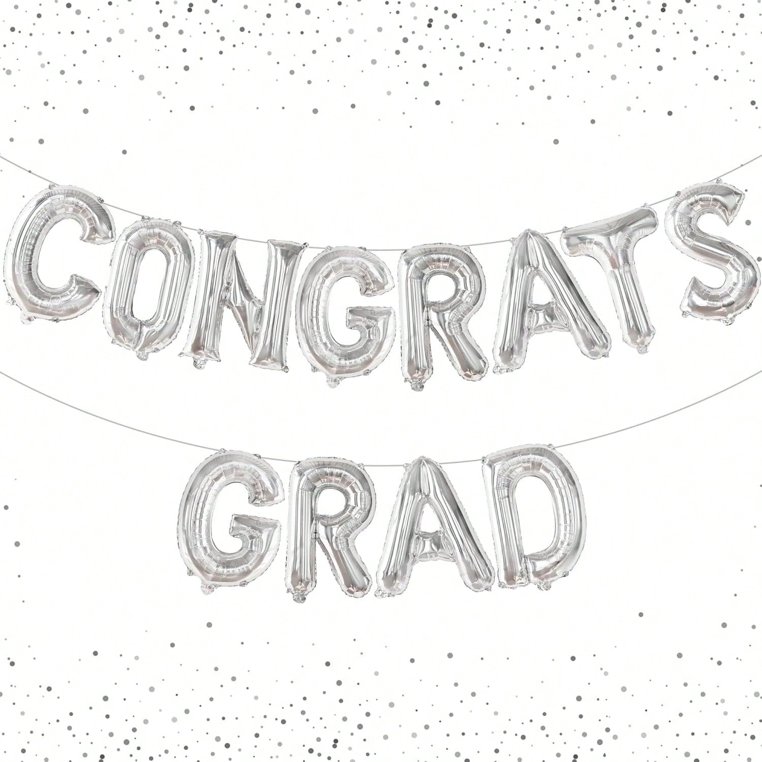 16in Silver Congrats Grad Balloon and Banner for Graduation Party Decor