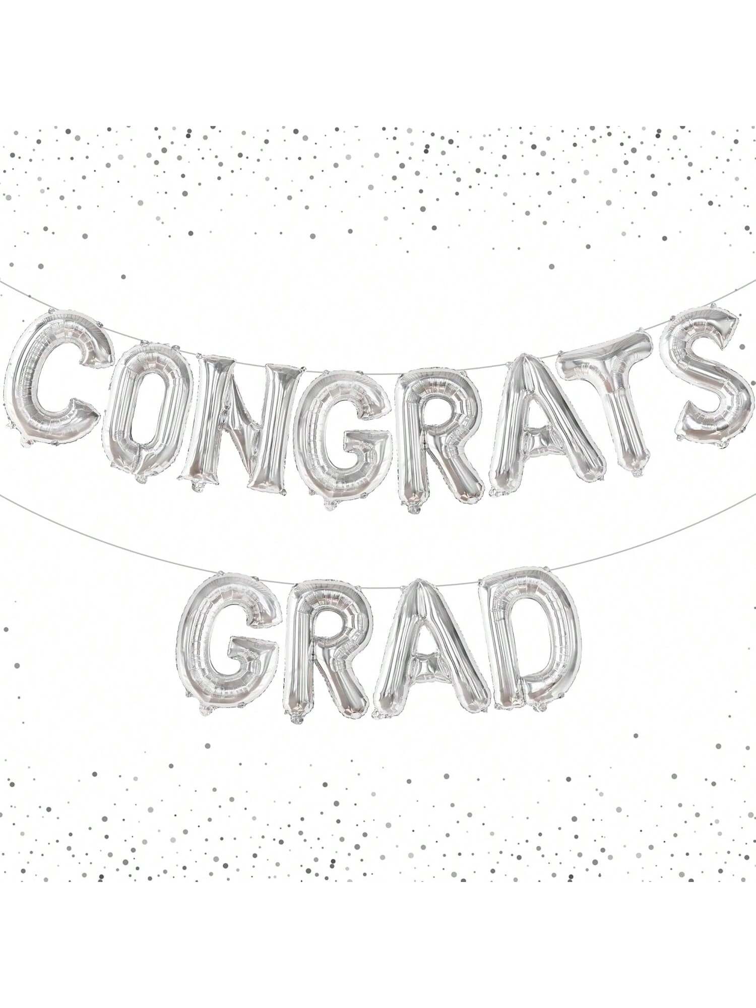 16in Silver Congrats Grad Balloon and Banner for Graduation Party Decor