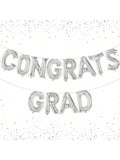 16in Silver Congrats Grad Balloon and Banner for Graduation Party Decor