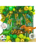 Dinosaur Party Decoration Set with T-Rex Cake Topper Balloon Garland and Stickers