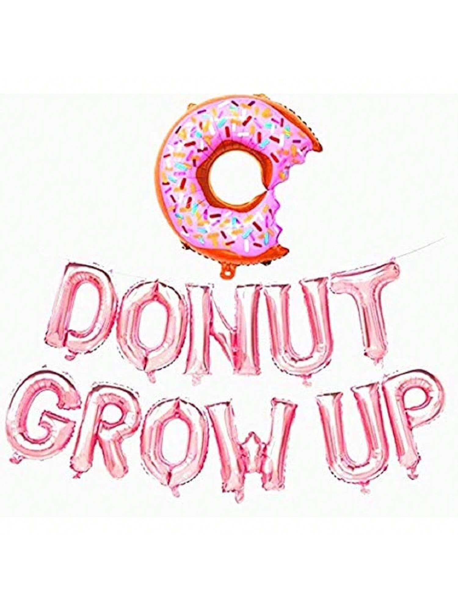 Donut Grow Up Balloon and Banner Set for Donut Theme Birthday Party Decorations