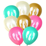 Feather  Balloons (16 Pcs) For Boho Parties By (PinkIvoryGoldAqua)