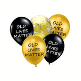 26PCS Funny Old Lives Matter Black & Gold Confetti Balloons for Milestone Birthdays