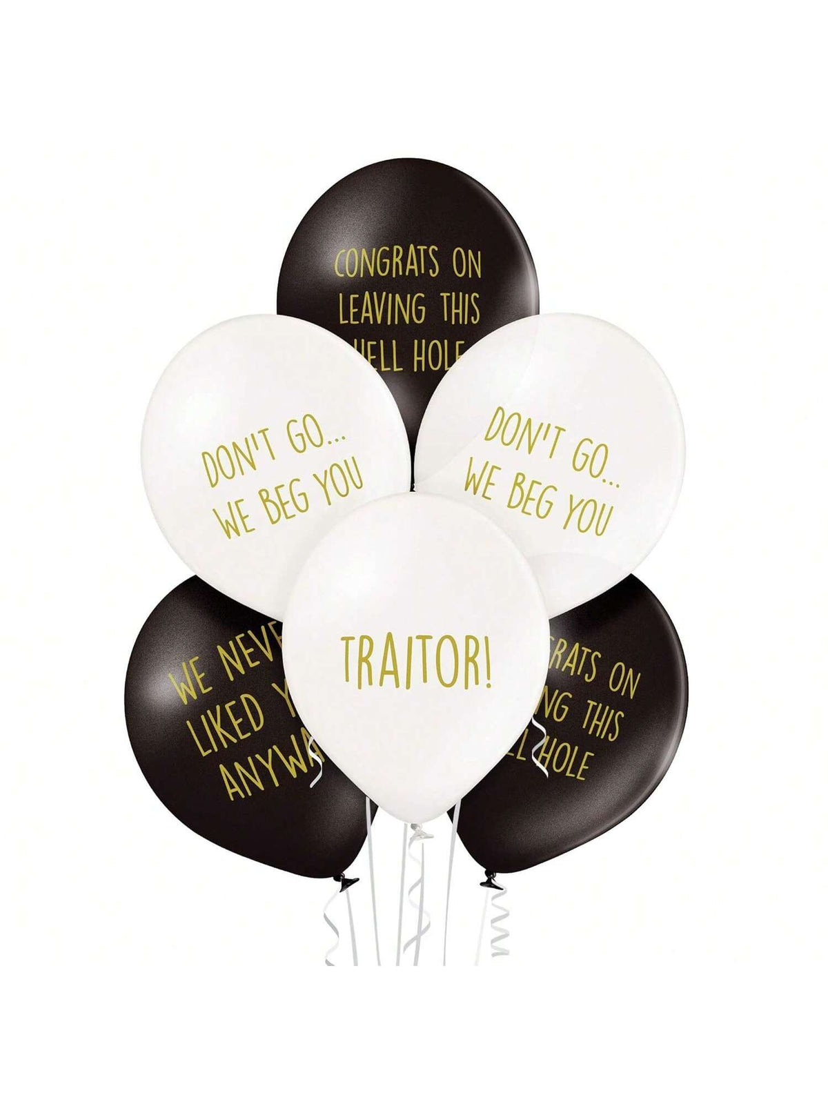 12PCS Funny Office Leaver Balloons in White & Black for Farewell Parties