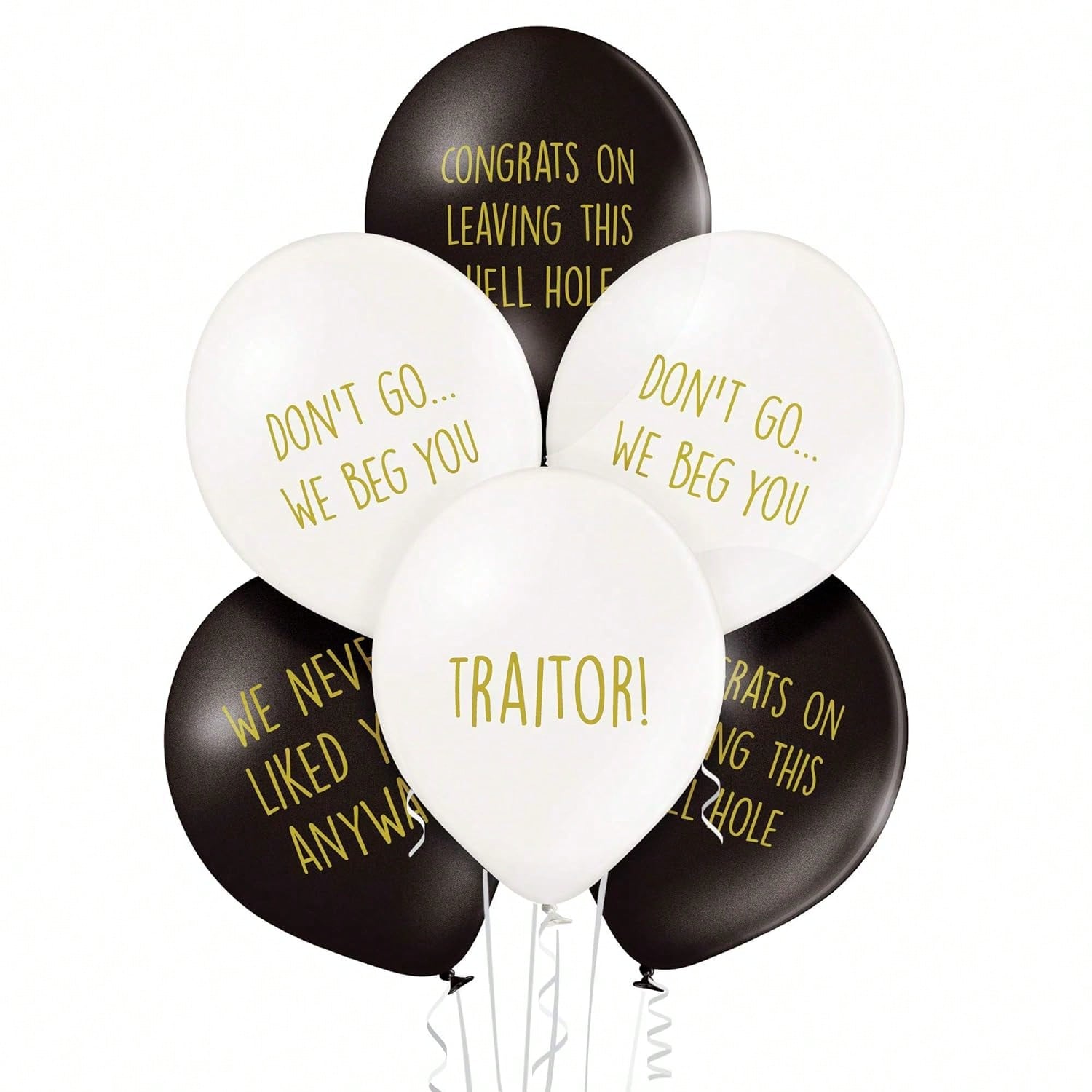 12PCS Funny Office Leaver Balloons in White & Black for Farewell Parties