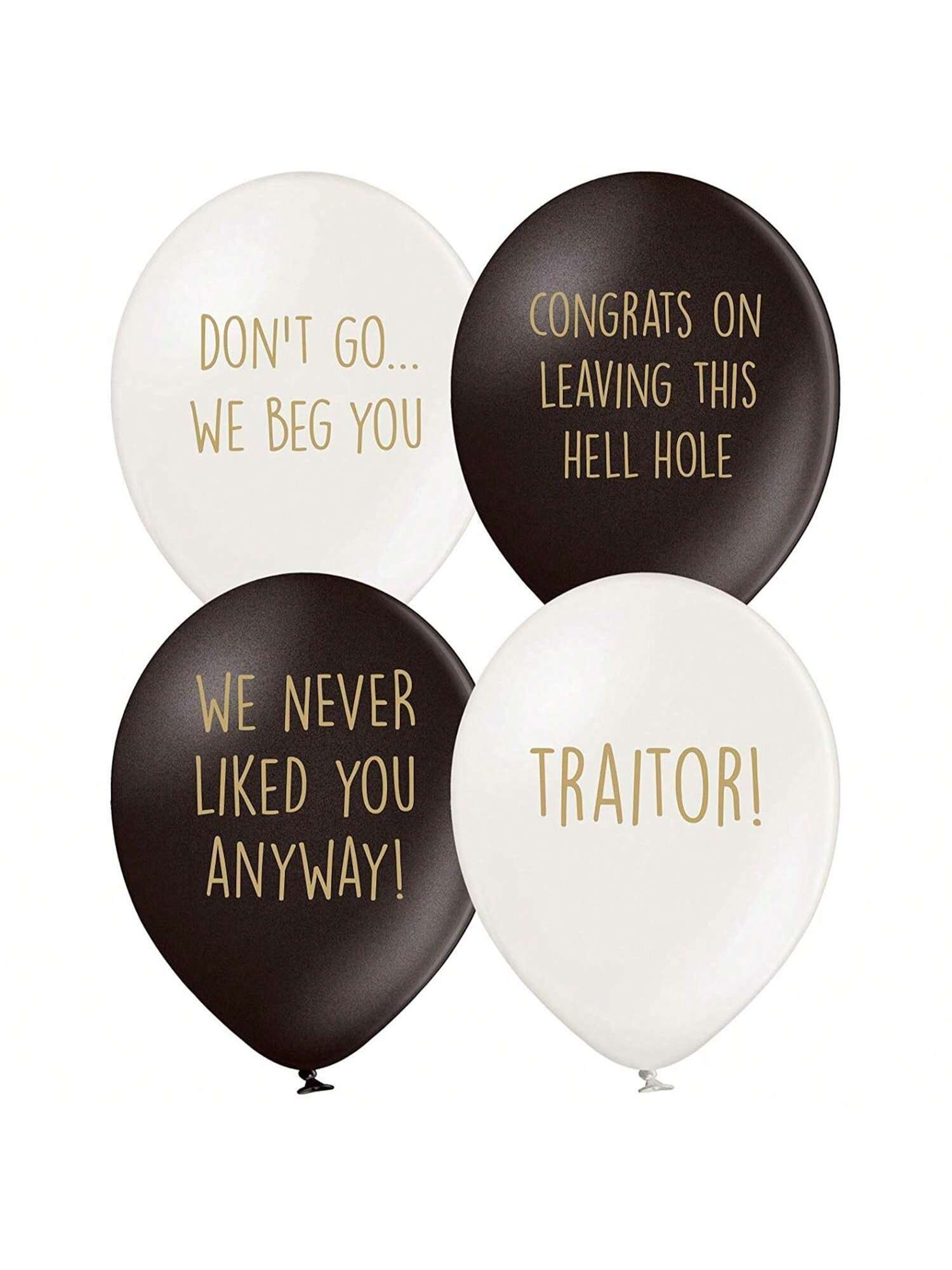 12PCS Funny Office Leaver Balloons in White & Black for Farewell Parties
