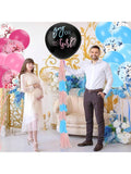 36 Inch Black Gender Reveal Balloon with Blue and Pink Confetti for Party Decor