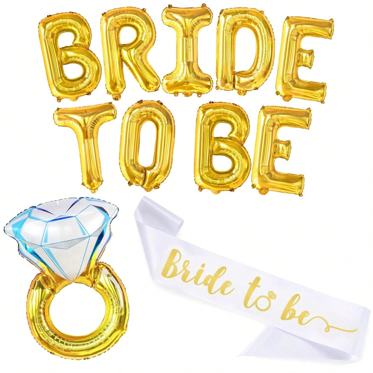 32in Gold Bride To Be Balloon Set for Bachelorette & Bridal Shower Decorations