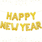 Gold Happy New Year Balloons 16 Inch NYE Party Decorations and Banner