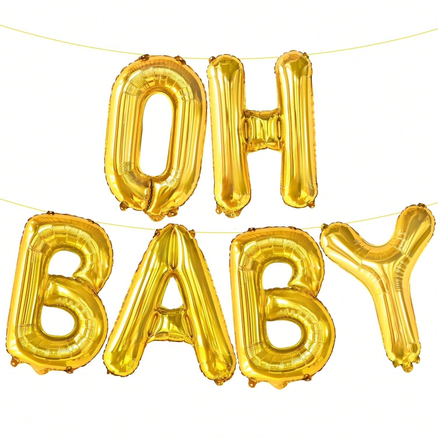 Gold Oh Balloon Banner 16 Inch Letter Balloons for Gender Reveal Decor