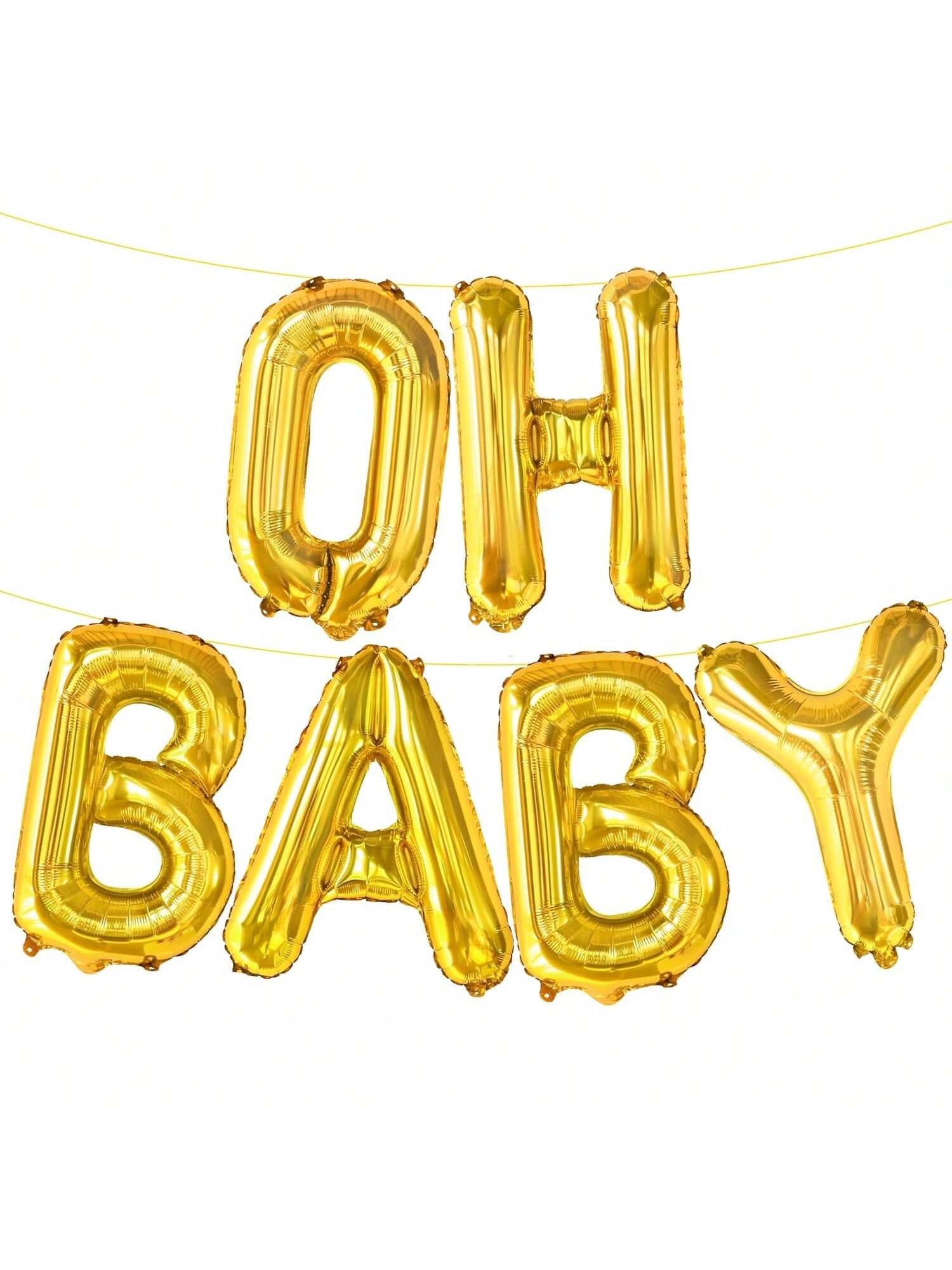Gold Oh Balloon Banner 16 Inch Letter Balloons for Gender Reveal Decor