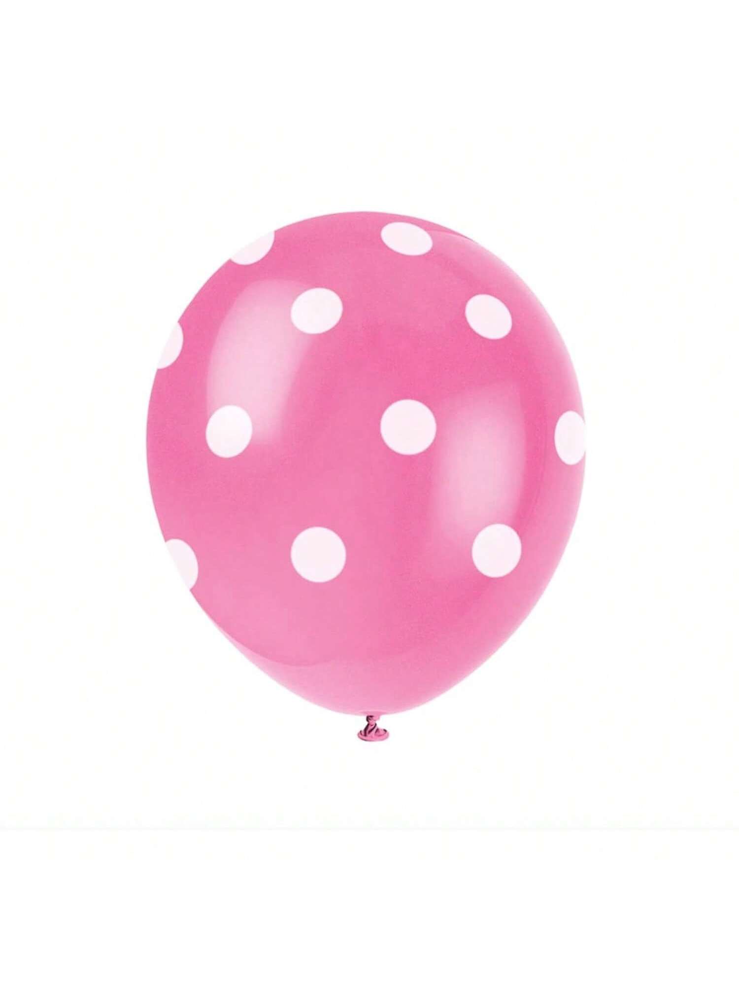 6 Pc 12 Inch Hot Pink Polka Dot Balloons for Party Celebrations