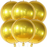 6-Pack 22-Inch Large Gold Metallic Balloons for Disco and NYE Party Decor