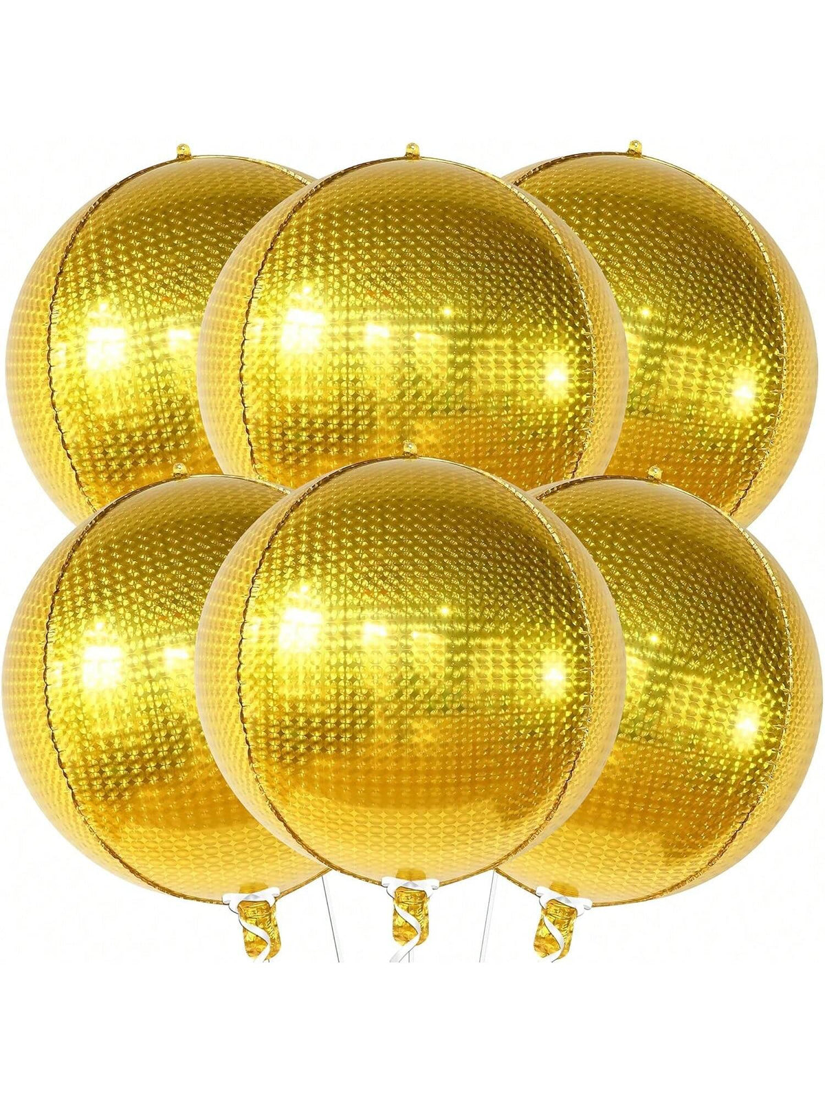 6-Pack 22-Inch Large Gold Metallic Balloons for Disco and NYE Party Decor