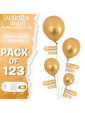123PCS Metallic Gold Balloon Arch Kit in 18 12 10 5in for Party Decor