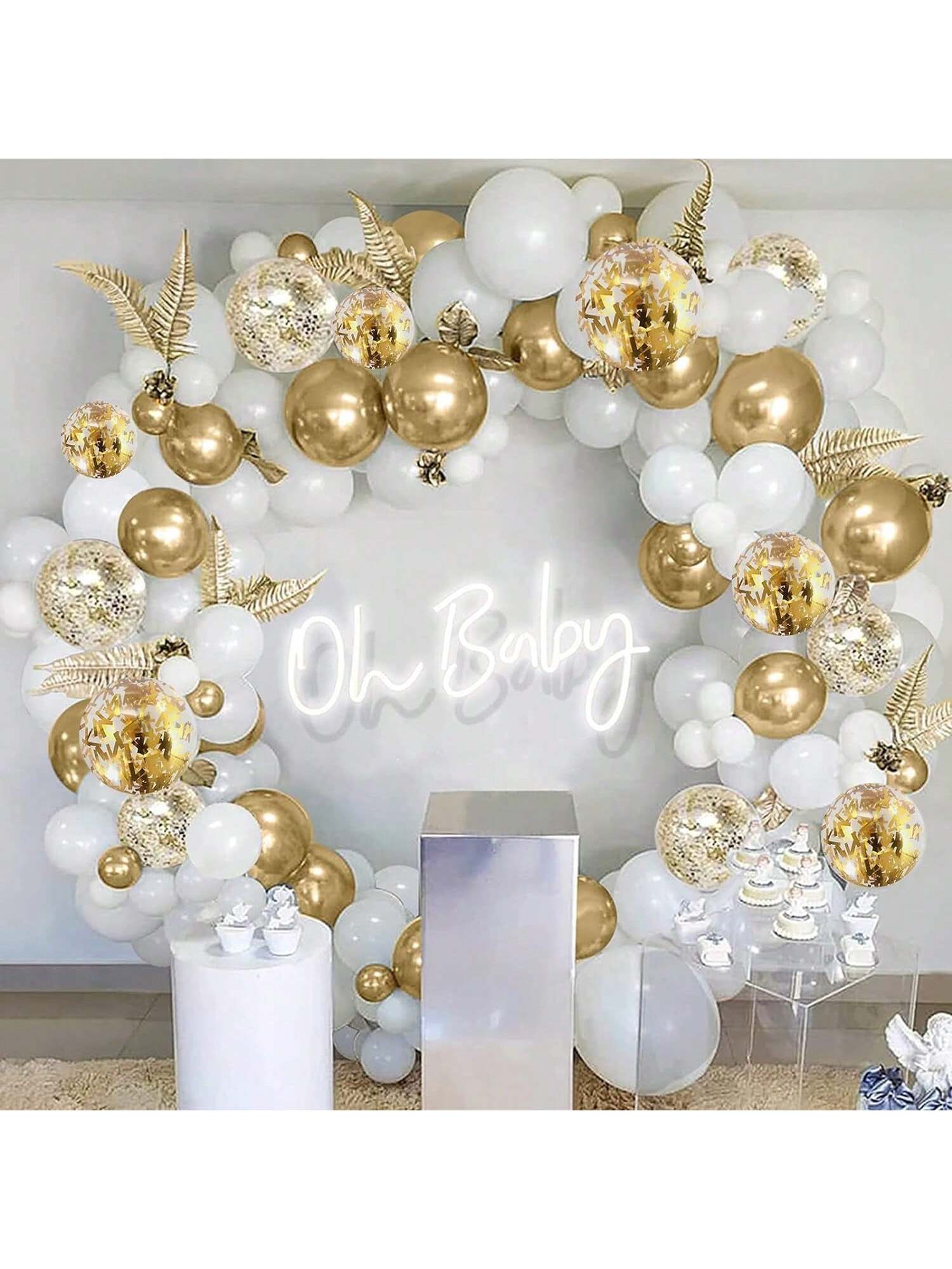 123PCS Metallic Gold Balloon Arch Kit in 18 12 10 5in for Party Decor