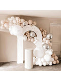 Nude Neutral Balloon Garland Kit with White Cream Peach Silver Balloons for Parties