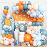 Orange & Blue Dog Paw Balloon Garland Kit Puppy Birthday Party Decor