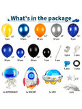 Outer Space Balloon Garland Kit UFO Rocket Astronaut with Foil Curtain
