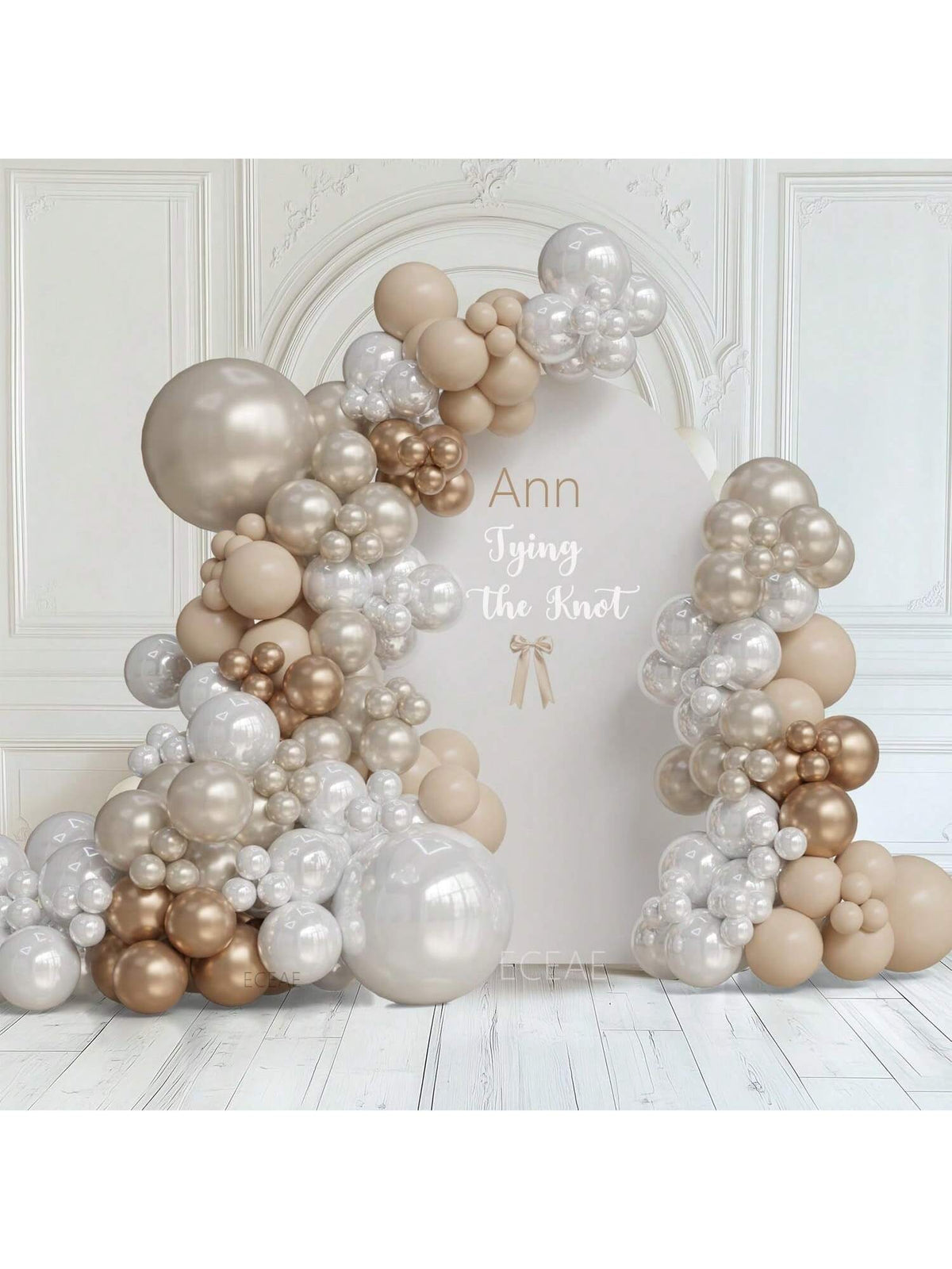 Pearl White Metallic Balloon Arch Garland Kit for Boho Wedding & Shower