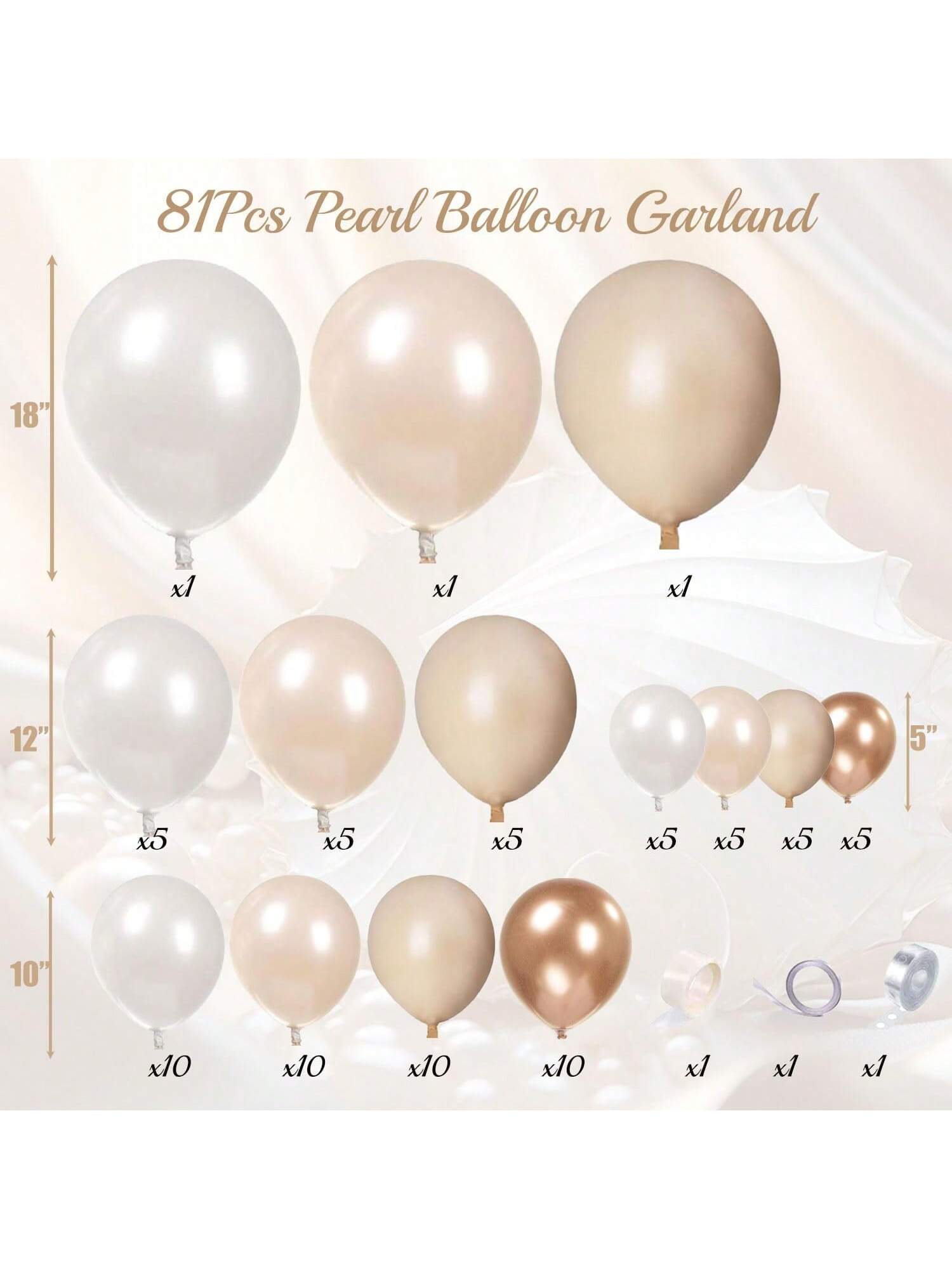 Pearl White Metallic Balloon Arch Garland Kit for Boho Wedding & Shower