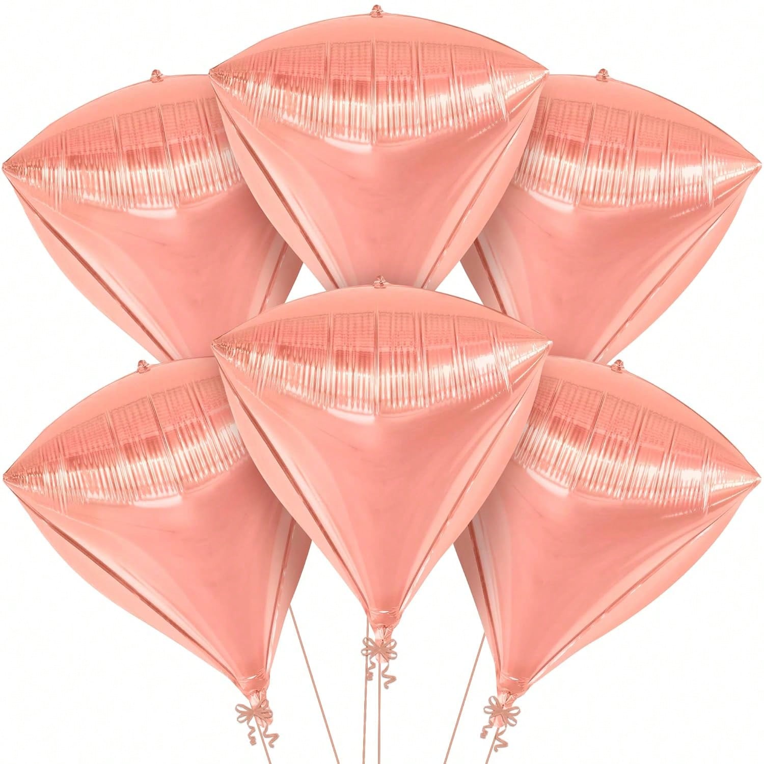 22in Rose Diamond Foil Balloon Set Pack of 6 for Rose Gold Party