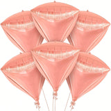 22in Rose Diamond Foil Balloon Set Pack of 6 for Rose Gold Party