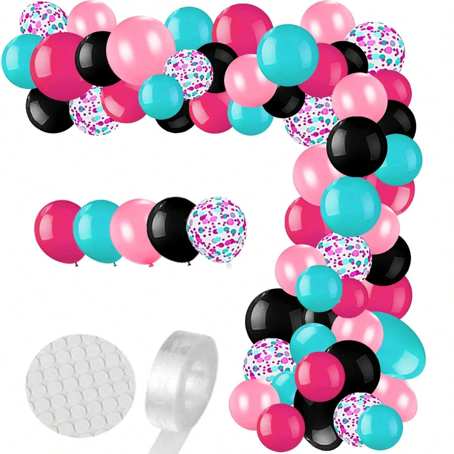 132pcs Rose Red Teal Black Balloon Garland Kit for Birthday Bachelorette & Theme Parties