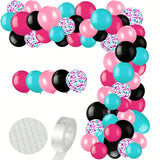 132pcs Rose Red Teal Black Balloon Garland Kit for Birthday Bachelorette & Theme Parties