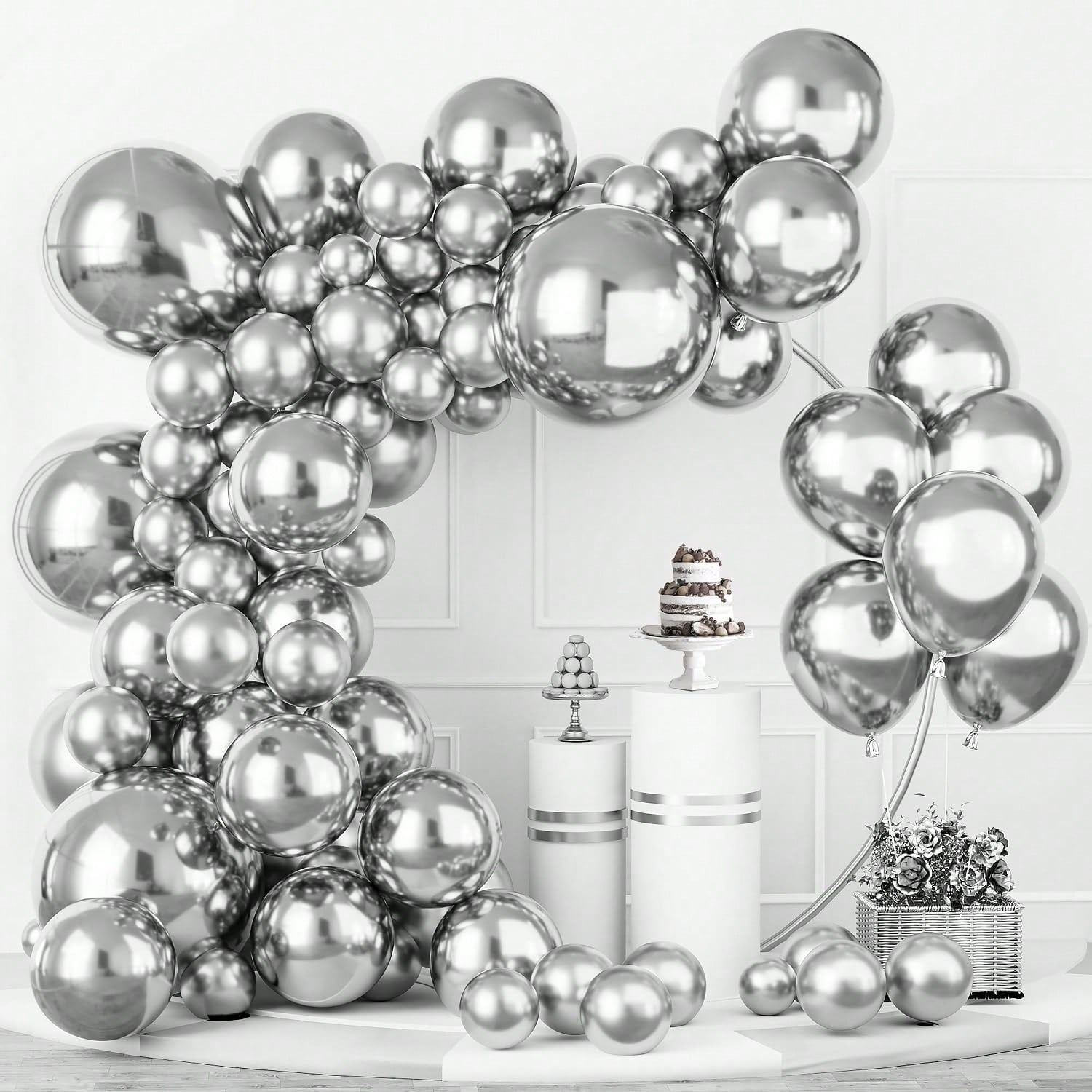 139pcs Silver Balloons 5-18 Inch Garland Arch Kit for Party Birthday Wedding