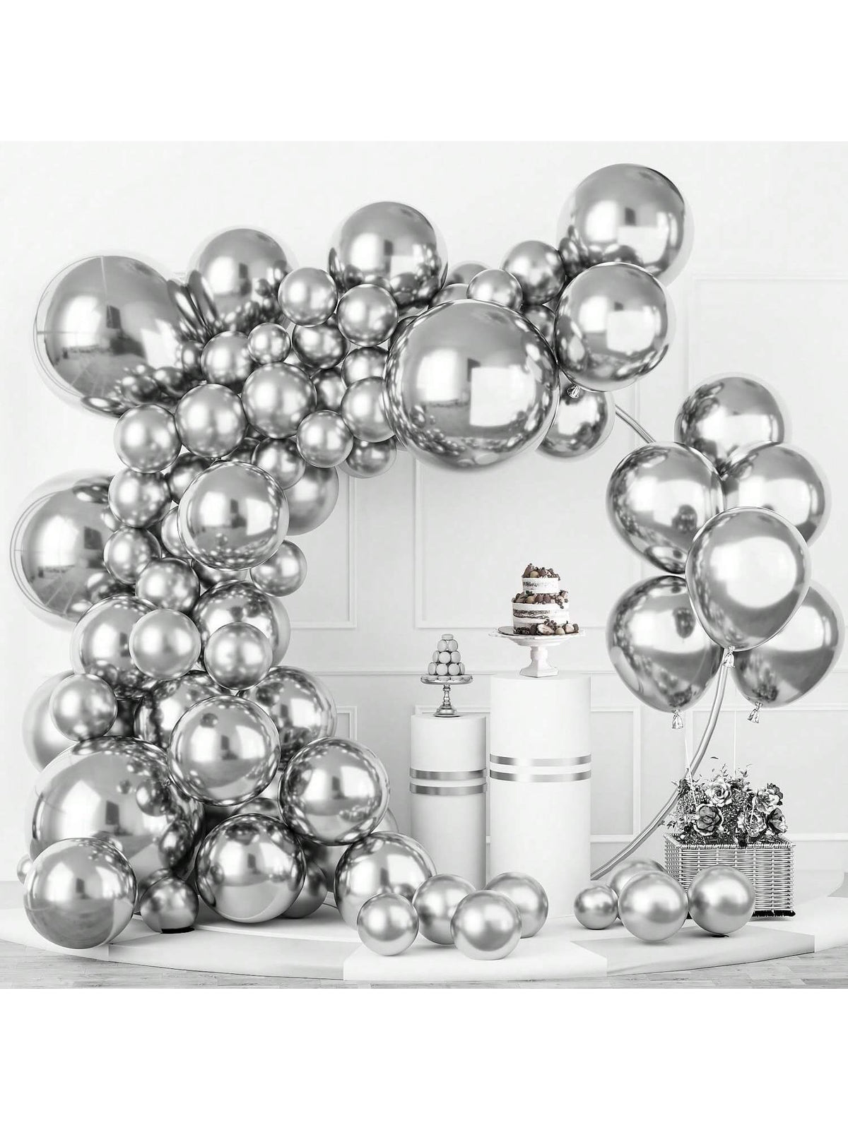 139pcs Silver Balloons 5-18 Inch Garland Arch Kit for Party Birthday Wedding