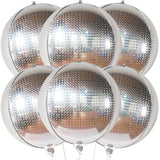6-Pack 22-Inch Silver Disco Balloons Iridescent Holographic NYE Decorations