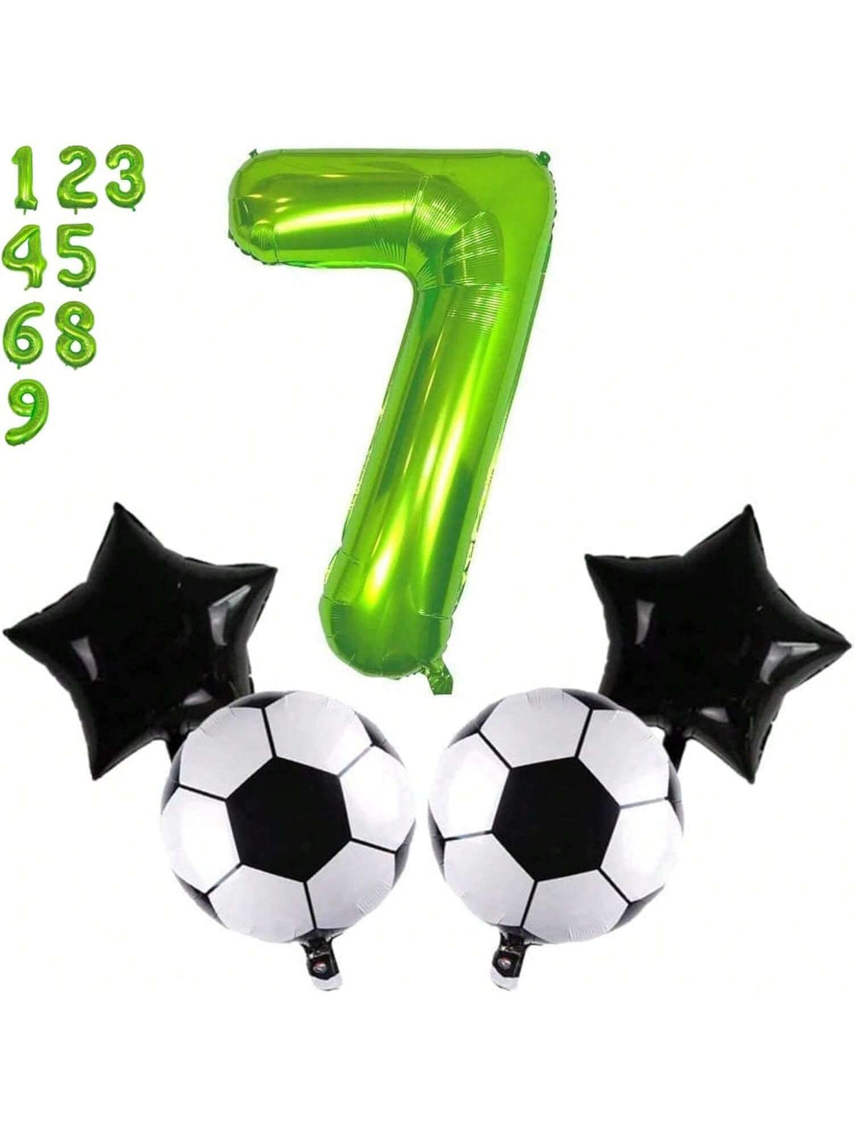 Soccer Party Decorations Set with Number 7 and Green Soccer Ball Balloons