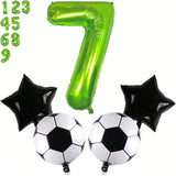 Soccer Party Decorations Set with Number 7 and Green Soccer Ball Balloons
