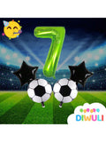 Soccer Party Decorations Set with Number 7 and Green Soccer Ball Balloons