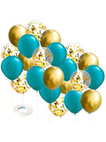 30PCS Teal Gold Balloons Birthday Bridal Shower Wedding Confetti Decor