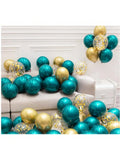 30PCS Teal Gold Balloons Birthday Bridal Shower Wedding Confetti Decor