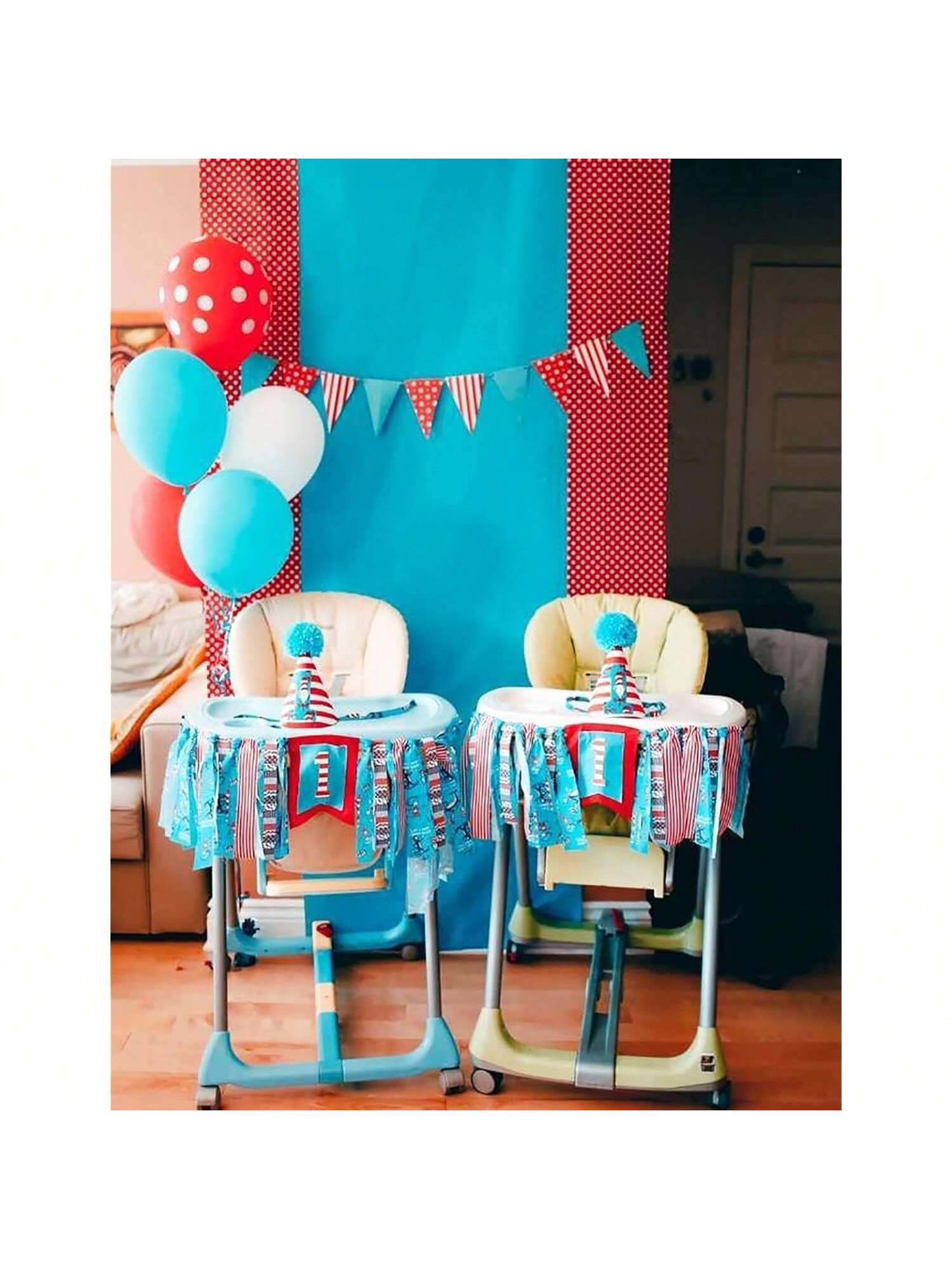 Thing 1 and Thing 2 Red and Blue Balloons for Cat in the Hat Party Decor