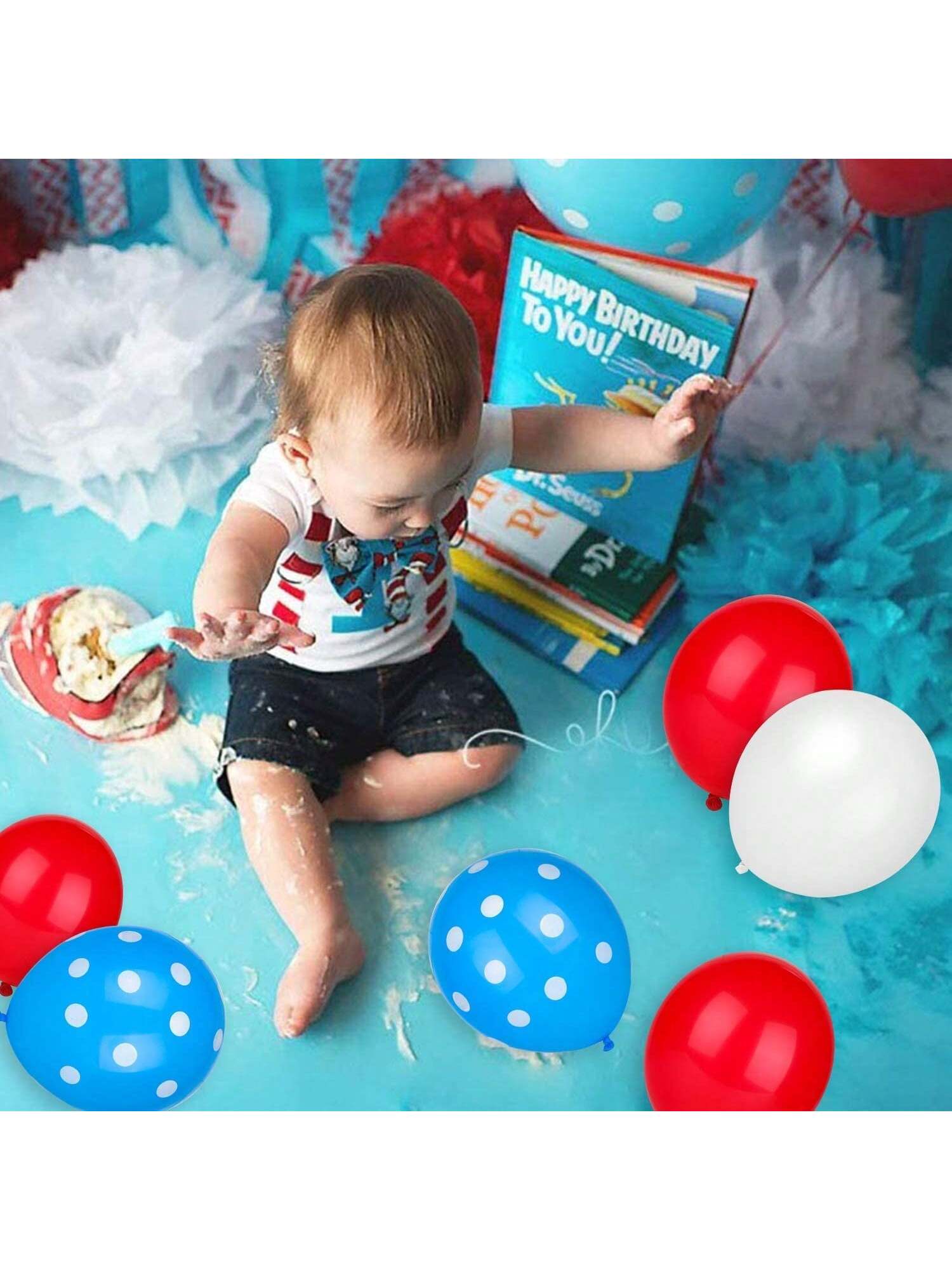 Thing 1 and Thing 2 Red and Blue Balloons for Cat in the Hat Party Decor