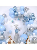 Winter Wonderland Balloon Arch Kit with Blue White Snowflake and Star Balloons