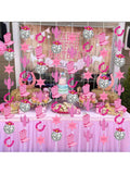 8PCS Western Cow Disco Bachelorette Party Banners Hot Pink Decorations