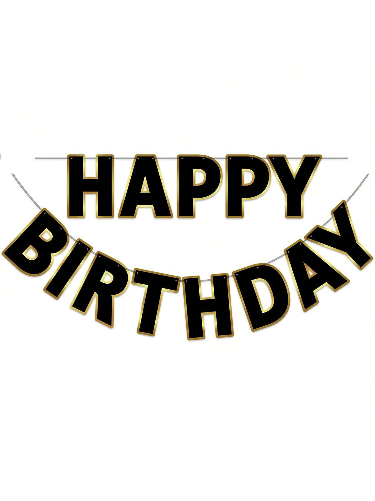 9 Ft Black and Gold Happy Birthday Banner Pre Strung Party Decor
