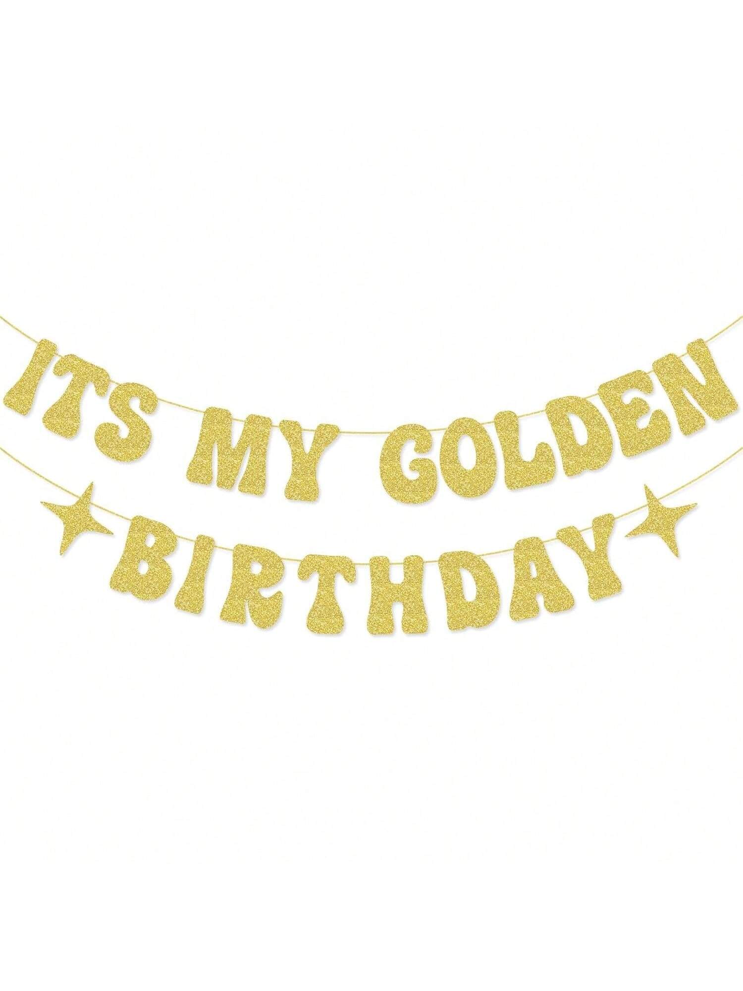 It'S My Golden Birthday Banner For Golden Birthday Party Decorations