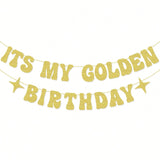 It'S My Golden Birthday Banner For Golden Birthday Party Decorations